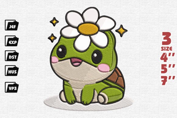 Kawaii Baby Turtle Embroidery: A Designer's Review