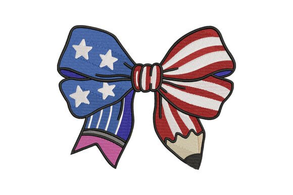 Patriotic Bow Pencil Embroidery Design Review